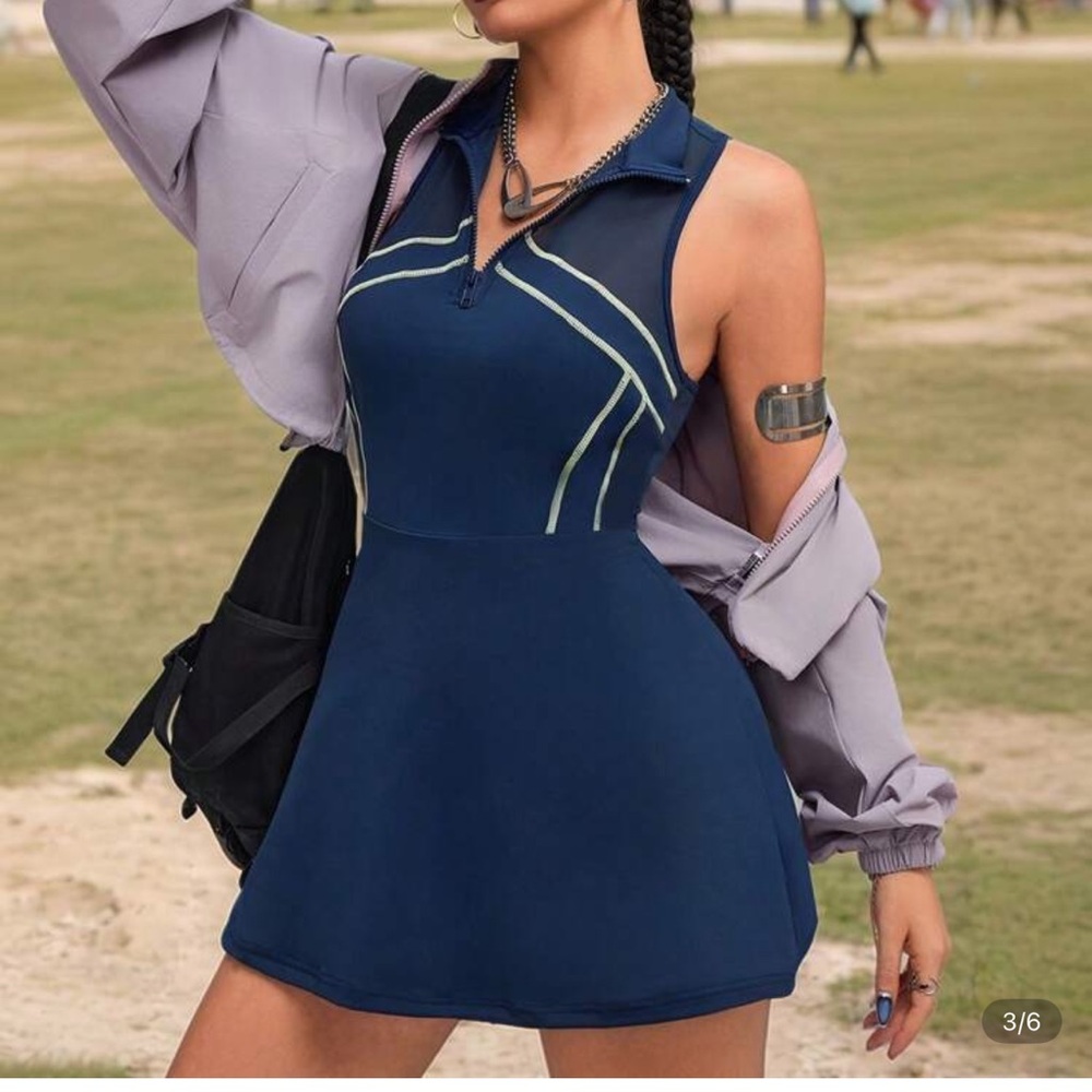 Navy Blue Sleeveless  sport Dress